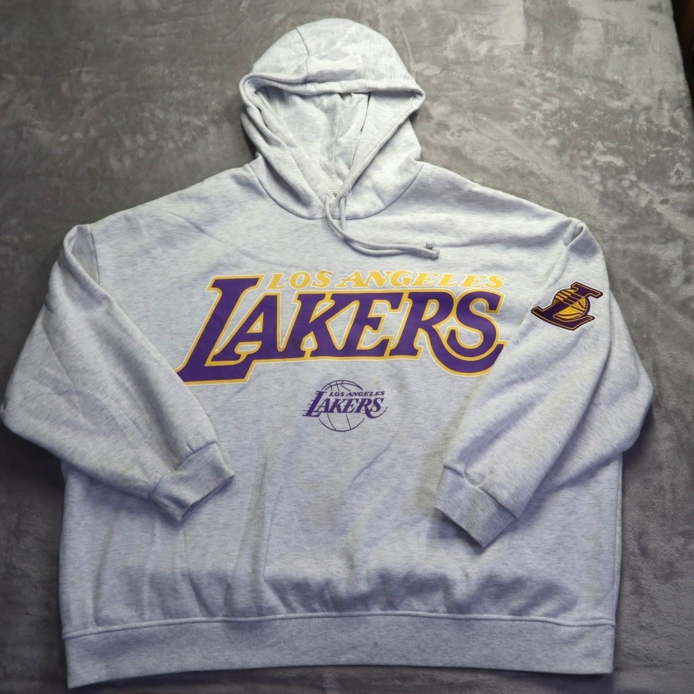 Los Angeles Lakers Hoodie Men's Heather Grey Hooded Sweatshirt‎ XL